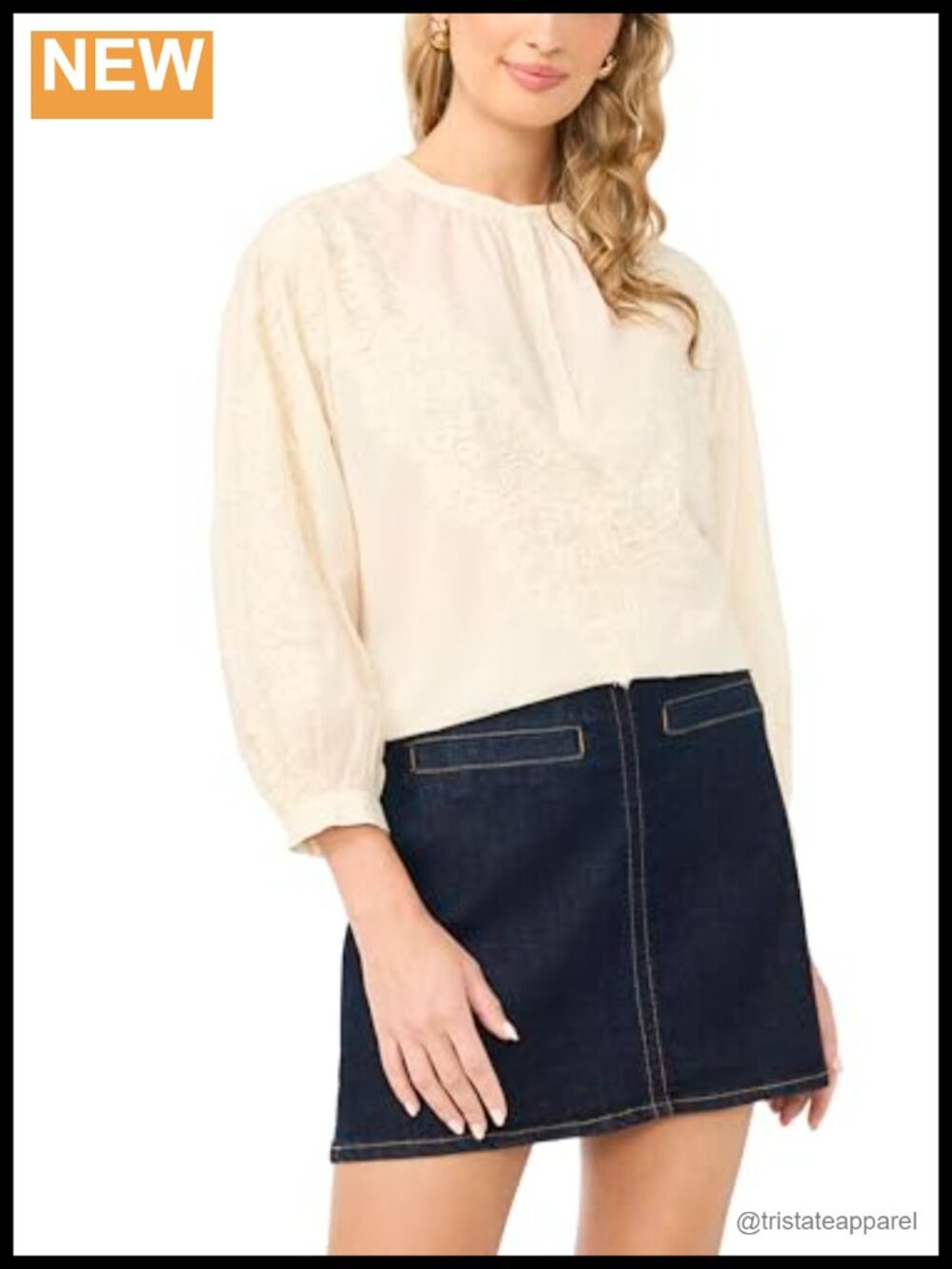 Women's Lace Half Placket Blouse 100% Cotton Long Sleeve